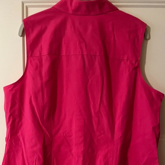 Talbots NWOT Hot Pink Wrinkle-Resistant Collared Blouse 14W - Picture 2 of 7